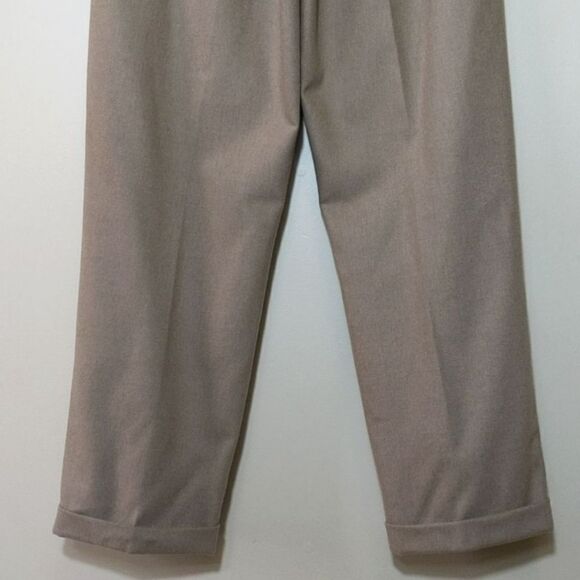 Vintage Lands End Tan Cashmere Wool  Trouser Pants Pleated High Waist Size 10 - Picture 11 of 16